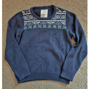 Lupilu Kids Fair Isle Sweater 4-6Y Navy Blue White Nordic Cotton Blend